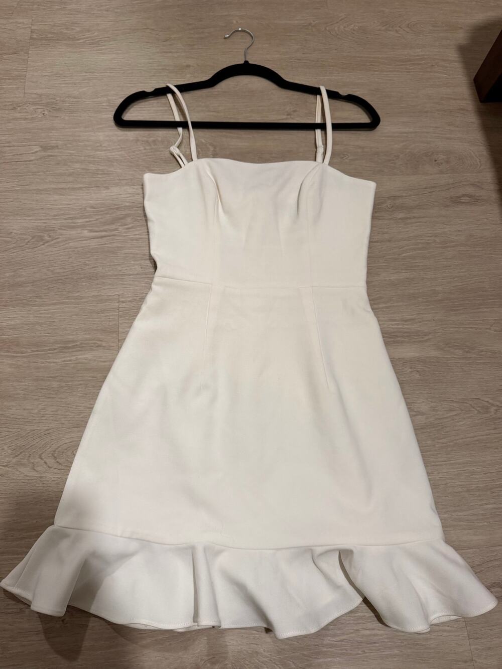 NWT French Connection White Mini Dress Size 0 Frill Hem Strappy Summer Dress